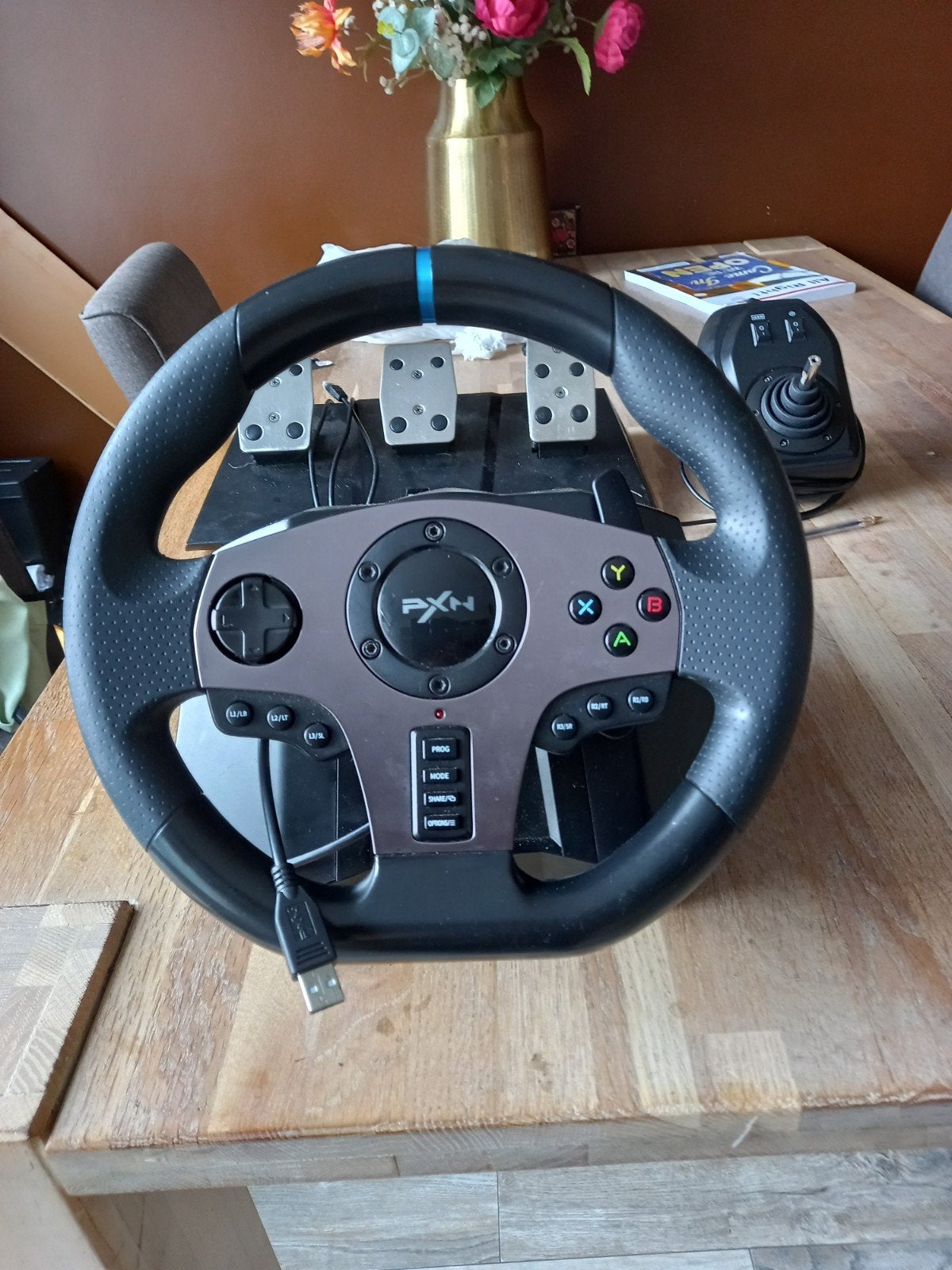 PXN V9 Gaming Stuur met Pedalen en Shifter, Ophalen, Racestuur, Gebruikt, Force feedback