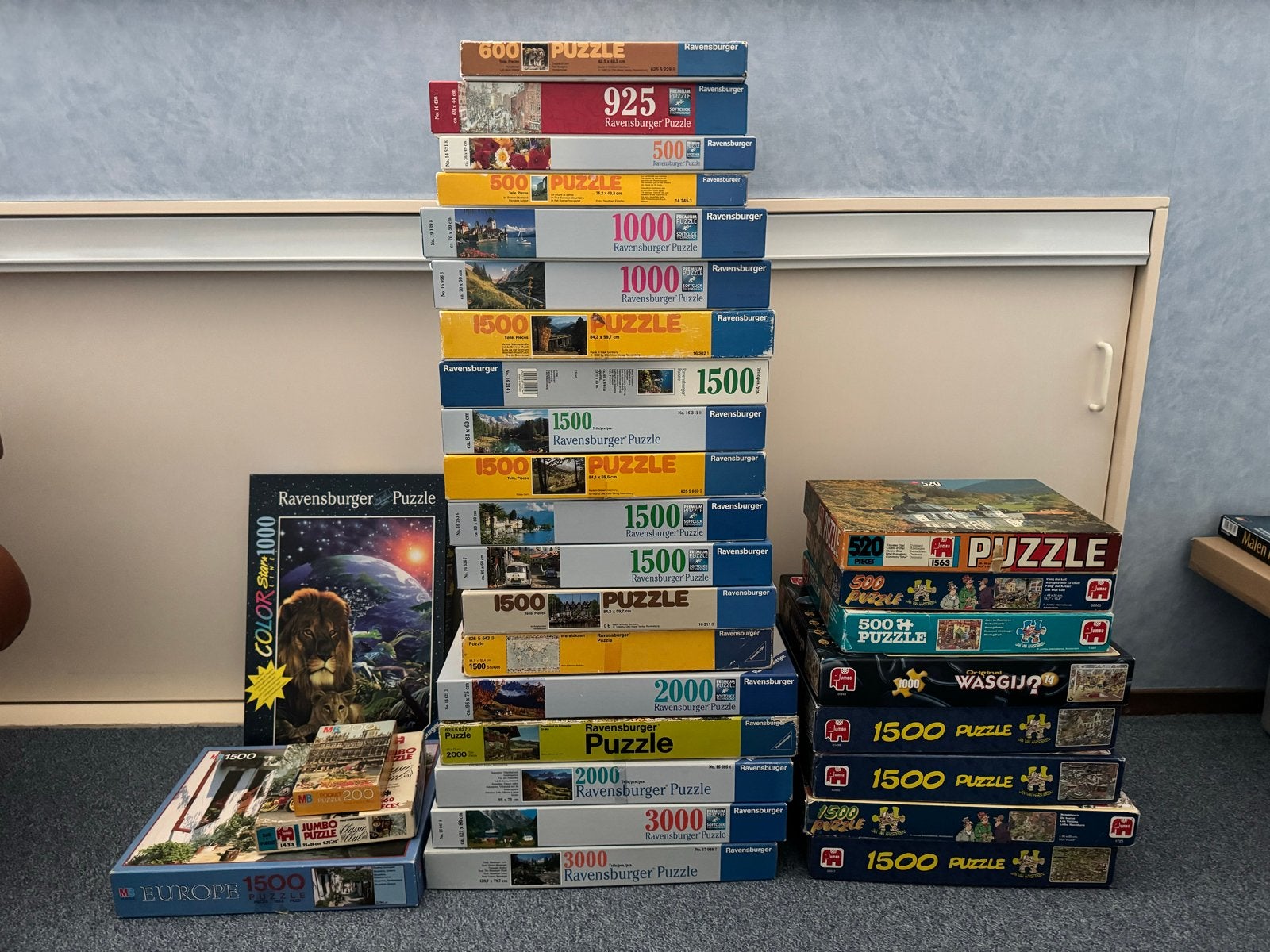 Grote collectie Ravensburger en Jumbo legpuzzels, Ophalen, Meer dan 1500 stukjes, Gebruikt, Legpuzzel