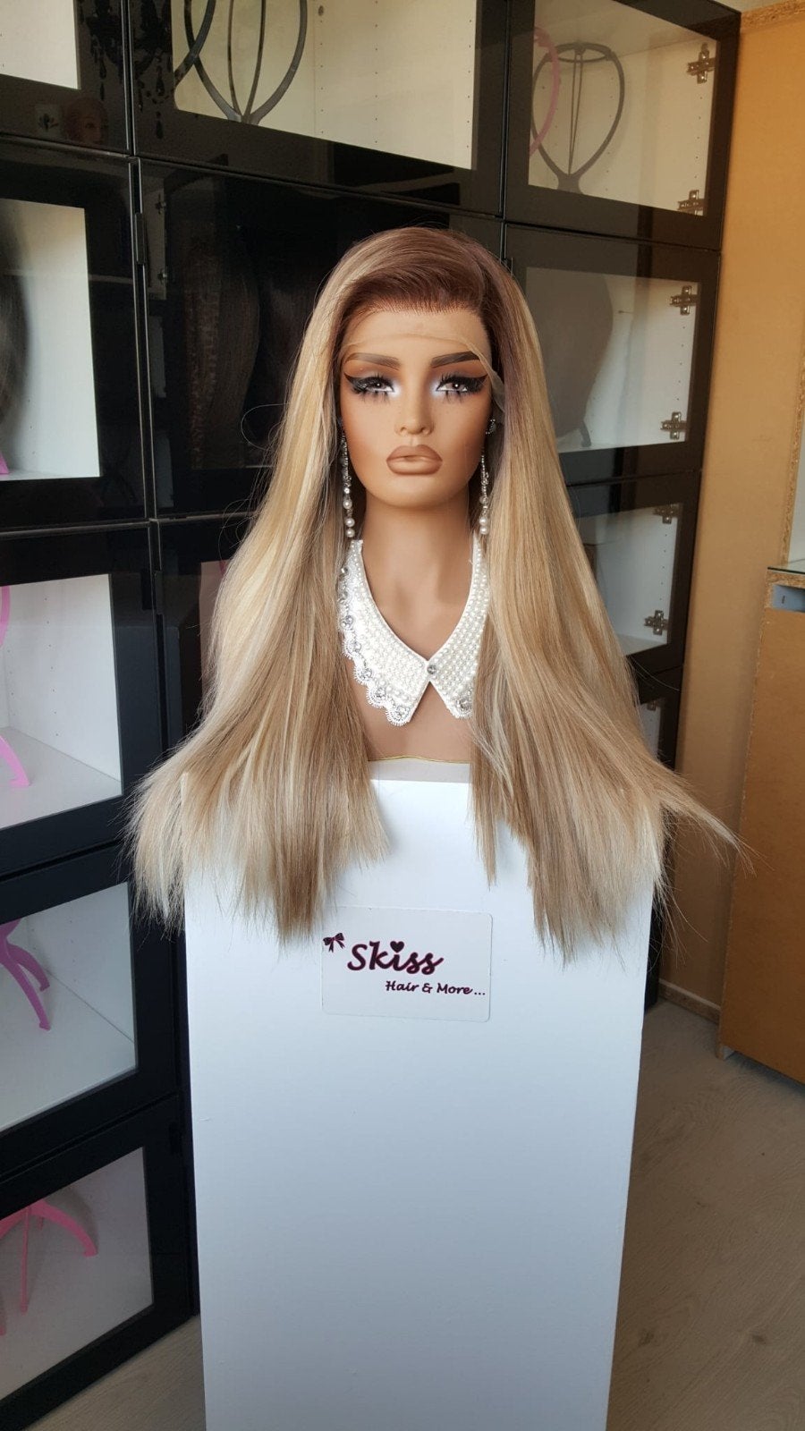 Luxe Lace Pruik: Uitgroei Midden + Licht blond - Stijl, Ophalen of Verzenden, Nieuw, Pruik of Haarverlenging
