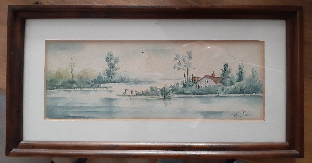 aquarel Roel van der Perk, Antiek en Kunst, Realistisch, Ophalen of Verzenden, Landschap, Aquarel