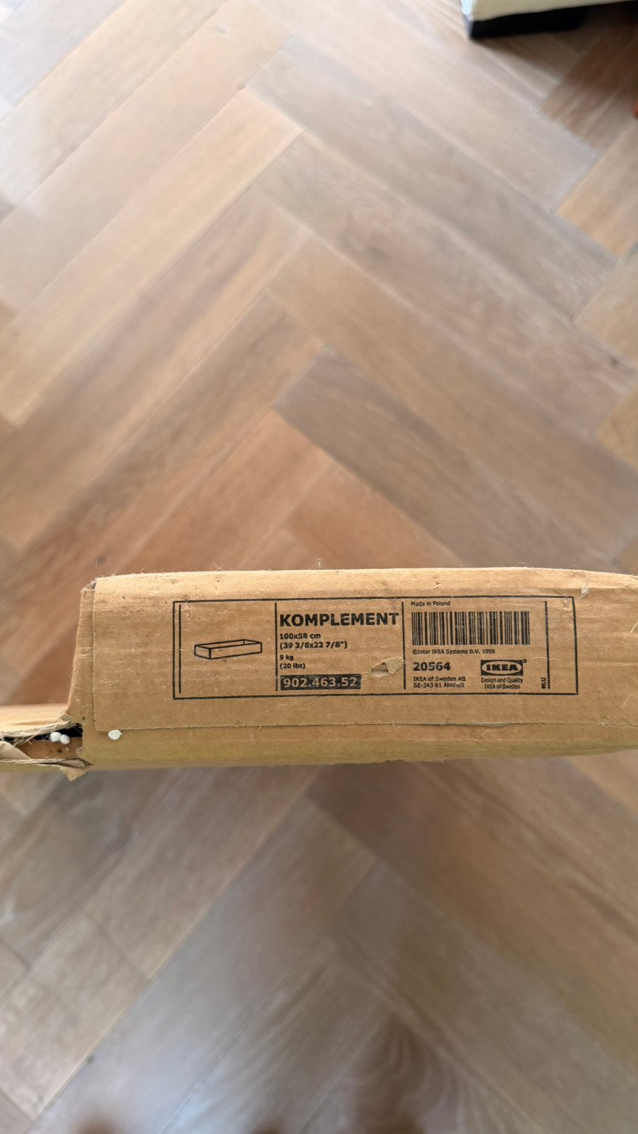 Ikea Komplement Pax Lade 100x58 in wit, Ophalen, 50 tot 100 cm, Zo goed als nieuw, Minder dan 100 cm
