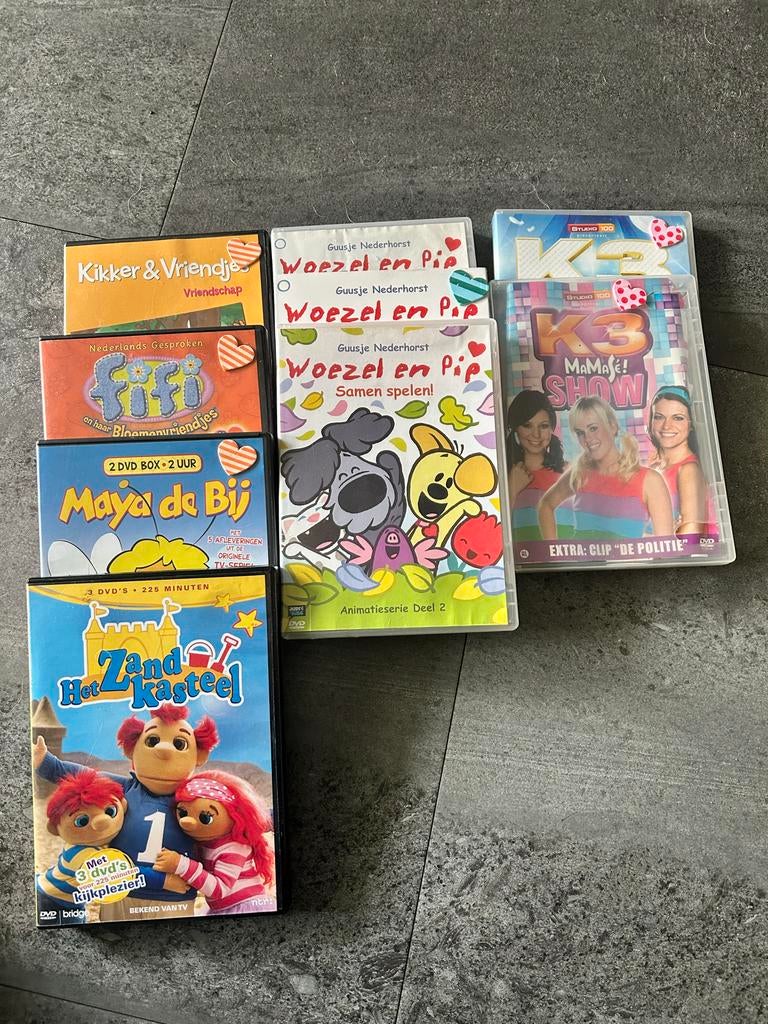 DVD’s: Kikker, Fifi, Maya, Woezel & Pip, K3, Zandkasteel, Cd's en Dvd's, Dvd's | Kinderen en Jeugd, Gebruikt, Alle leeftijden