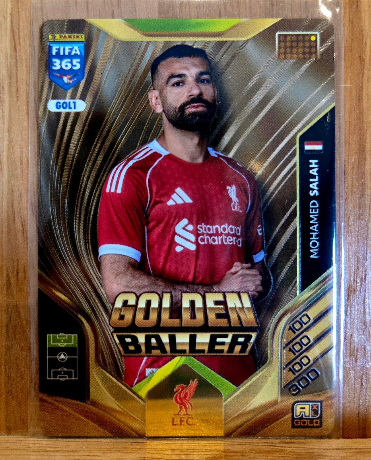 Mohamed Salah Golden Baller FIFA 365 Panini Spelerskaart, Ophalen of Verzenden, Zo goed als nieuw, Buitenlandse clubs, Spelerskaart