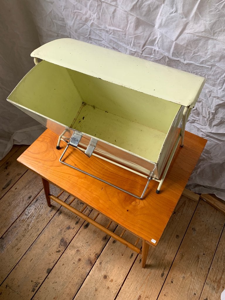 Vintage metalen pedaalemmer, crème, Huis en Inrichting, Woonaccessoires | Prullenbakken, Ophalen, Gebruikt, Met pedaal, Metaal