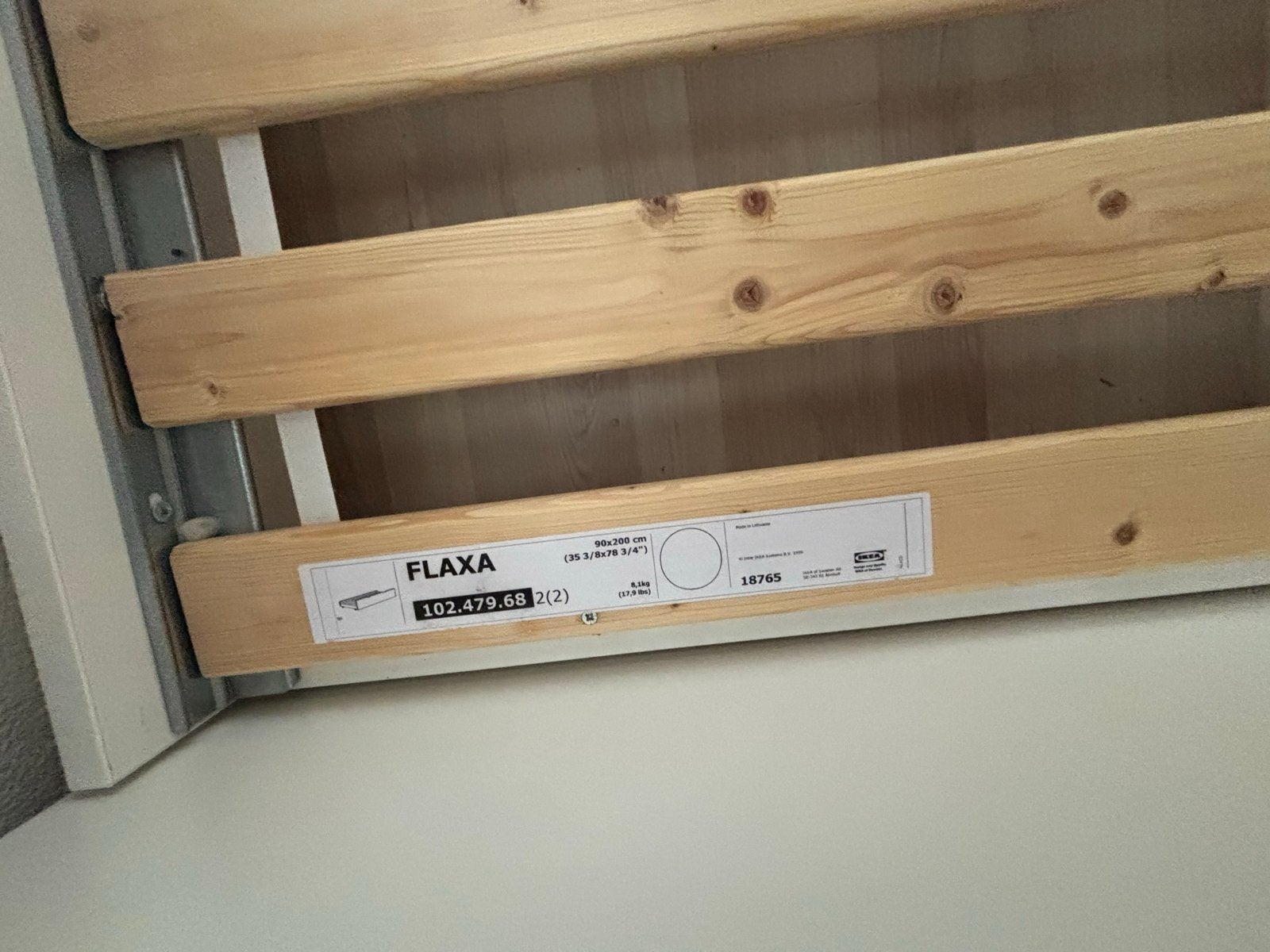 IKEA uitschuifbed voor twee personen met lattenbodems, Ophalen, 90 cm, Wit, Tweepersoons
