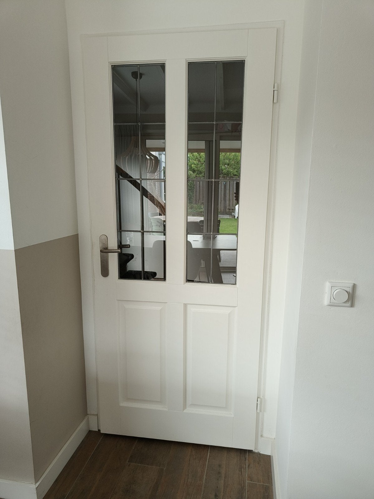 Witte binnendeur met glaspanelen, Gebruikt, 80 tot 100 cm, Binnendeur, Ophalen of Verzenden