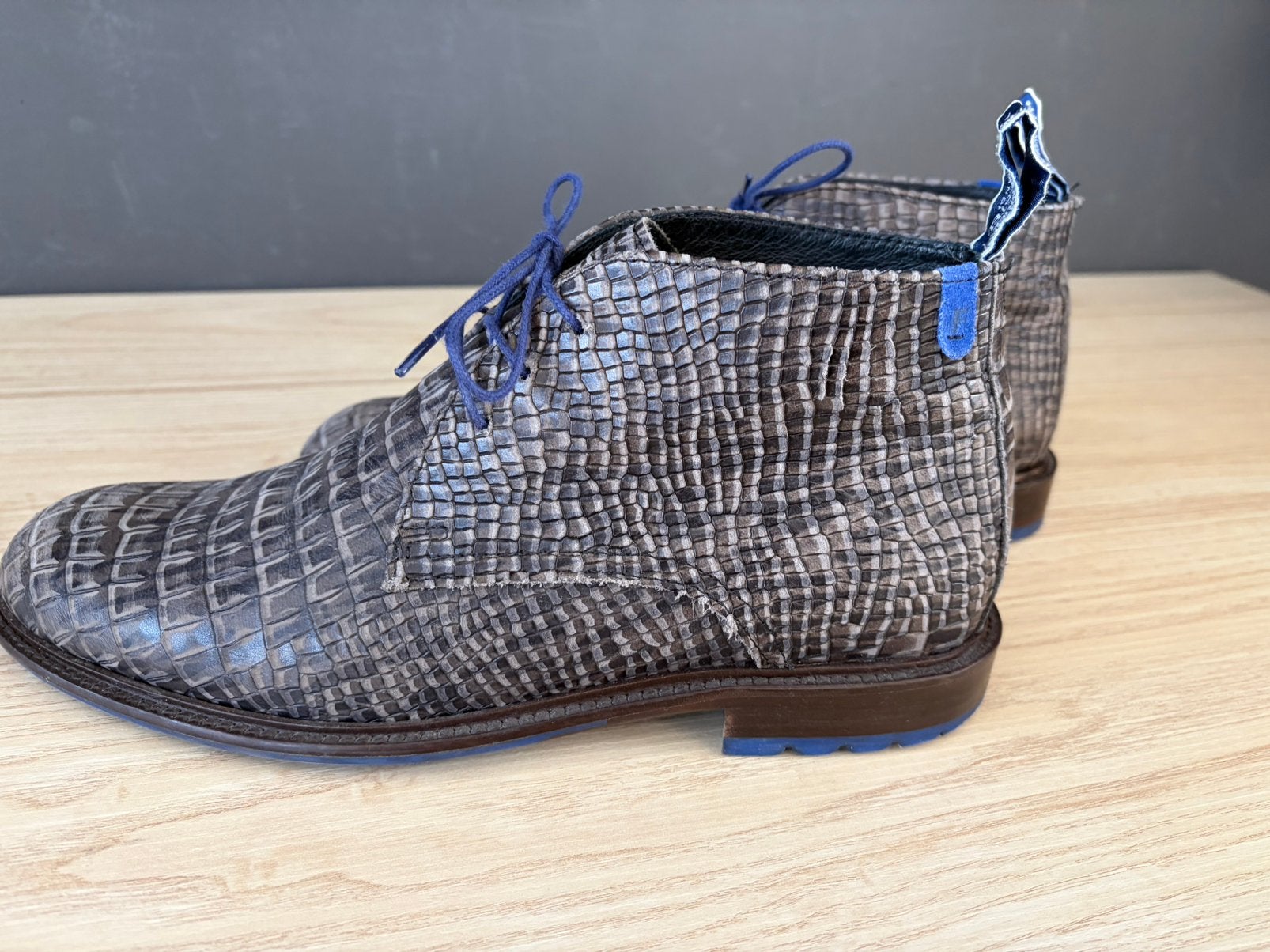 Floris van Bommel veterboot grijs blauw, Kleding | Heren, Schoenen, Ophalen of Verzenden, Zo goed als nieuw, Blauw