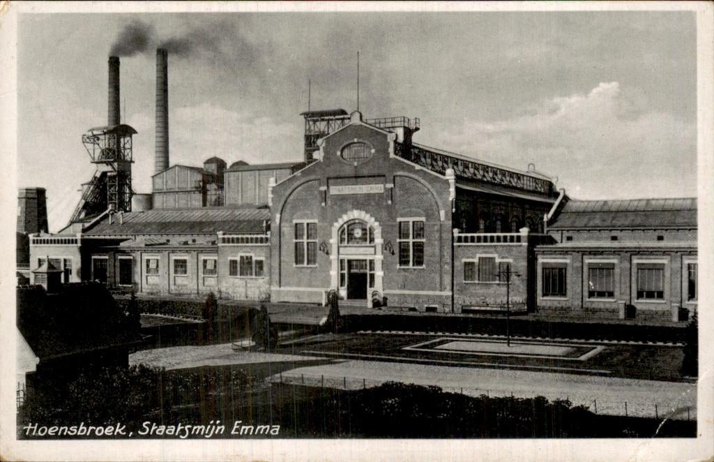 Hoensbroek - Staatsmijn Emma - Voorgevel, Verzamelen, Ophalen of Verzenden, 1940 tot 1960, Gelopen, Limburg