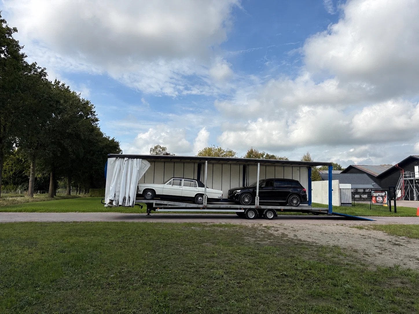 Bunk Be oplegger auto transporter gesloten 8 ton schuifzeile, Overige brandstoffen, Wit, Origineel Nederlands, Bedrijf