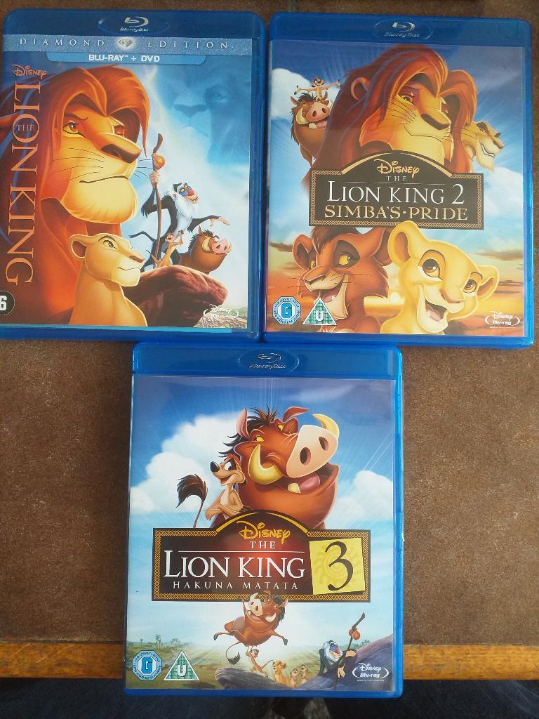 The Lion King 1, 2 en 3 Bluray, Ophalen of Verzenden, Zo goed als nieuw, Tekenfilms en Animatie
