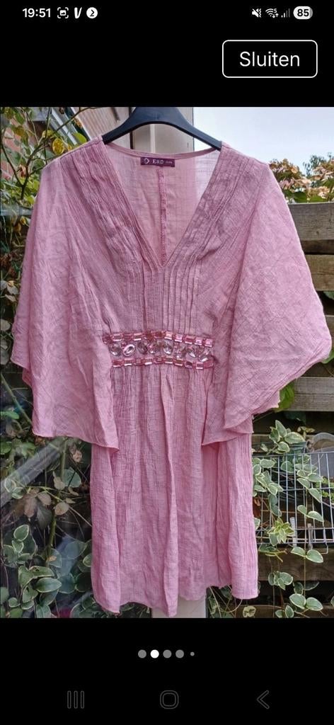Mooie roze tuniek met mooie roze steentjes, maat M, Ophalen of Verzenden, Zo goed als nieuw, Maat 38/40 (M), Roze