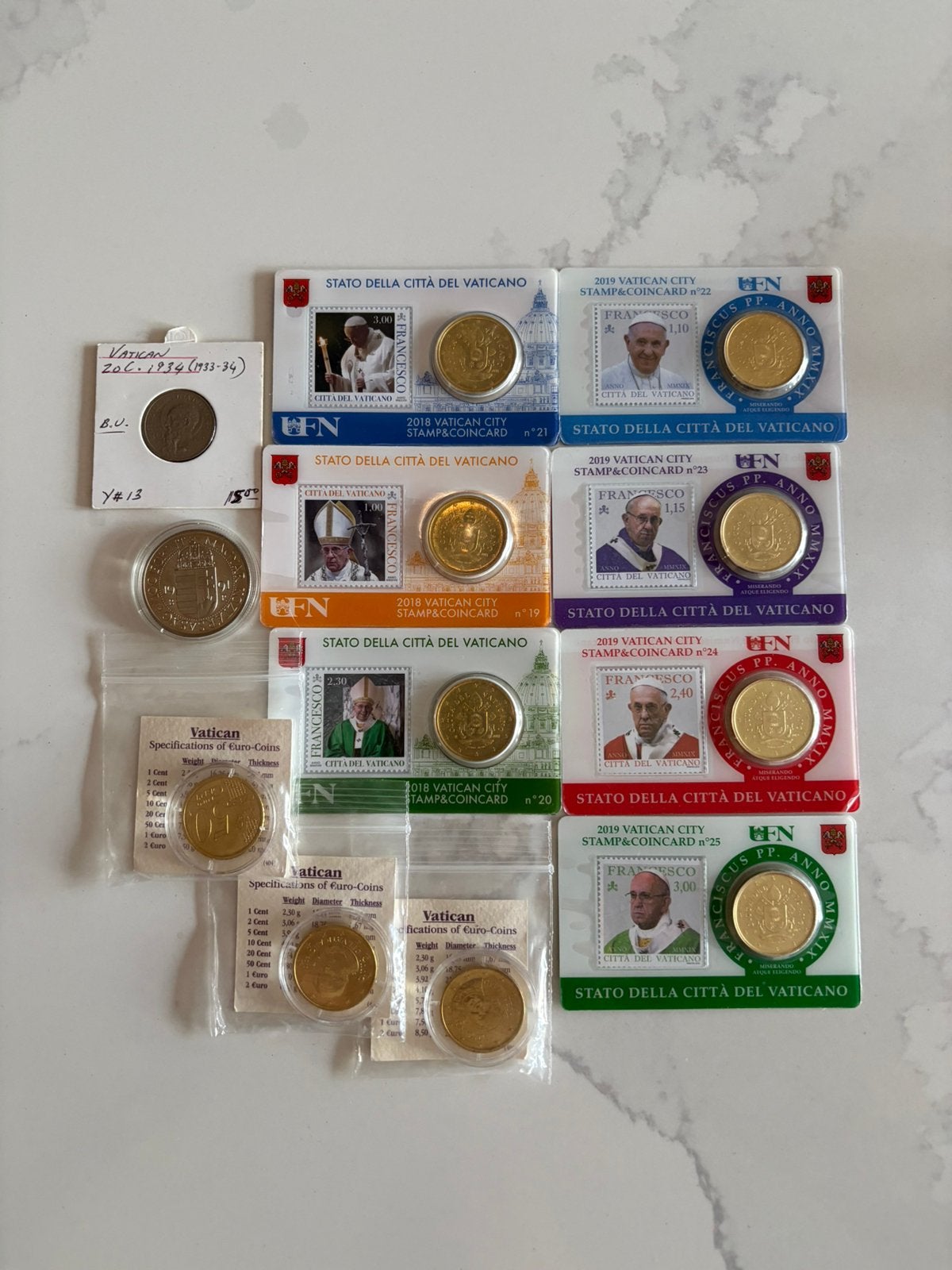 Set vaticaan munten en postzegels. o.a. coincards, Ophalen of Verzenden, Buitenland, Munten