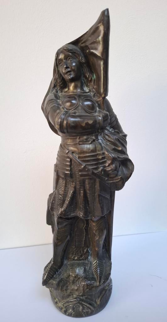 Prachtige Antieke Jeanne d'Arc Spelter Beeld - 19e Eeuw, Ophalen of Verzenden