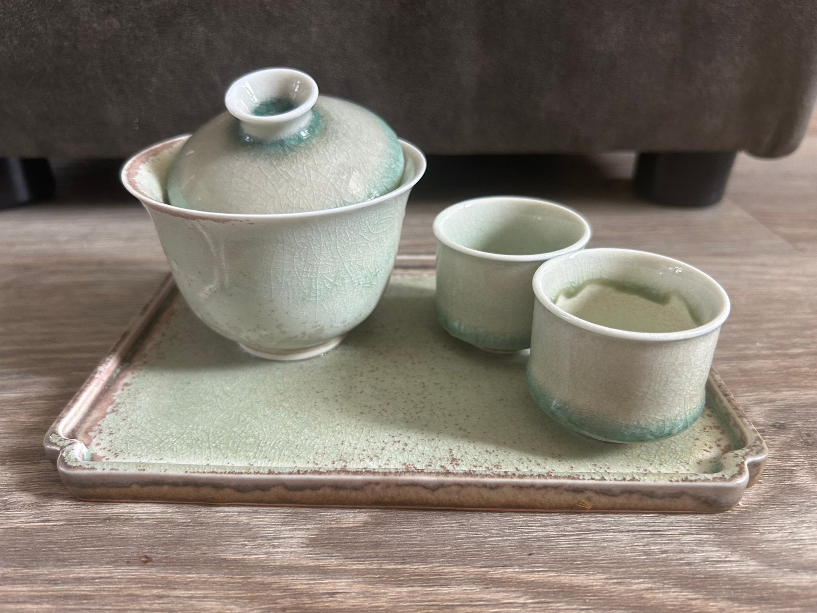 Prachtige Gaiwan theeset met craquelé glazuur, Ophalen