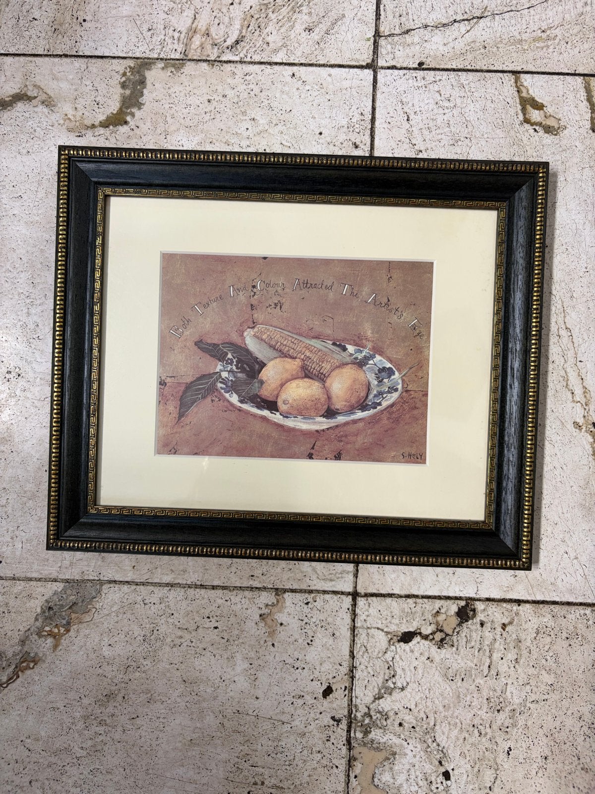 4 stuks ingelijste prints van S. Hely met fruit en groenten, Antiek en Kunst, Stilleven, Print, Papier, Vintage