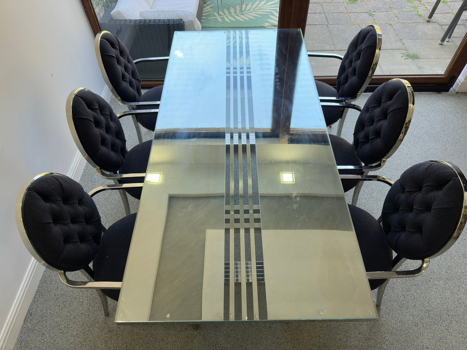 Eichholtz dinertafel met 8x stoelen, Ophalen, Gebruikt, 100 tot 150 cm, 75 cm of meer
