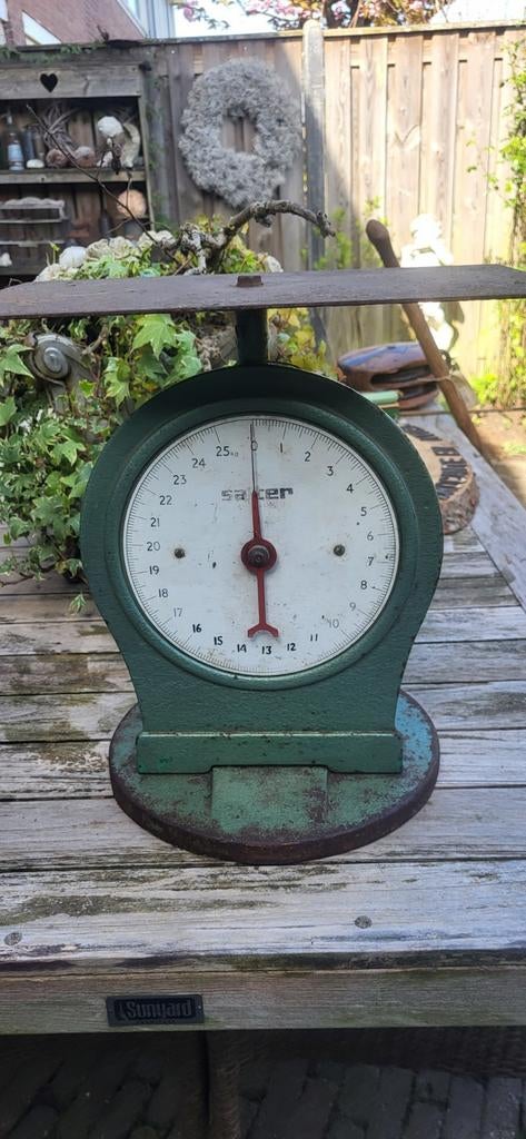 Oude industriële weegschaal Salter 25 kg, Antiek en Kunst, Curiosa en Brocante, Ophalen of Verzenden