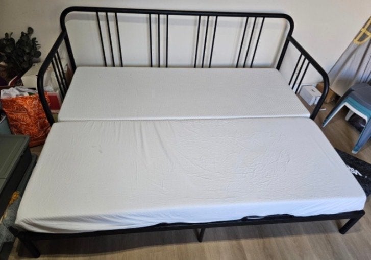IKEA Fyresdal slaapbank met 2 matrassen, zwart, Zwart, Tweepersoons, Ophalen of Verzenden, Zo goed als nieuw