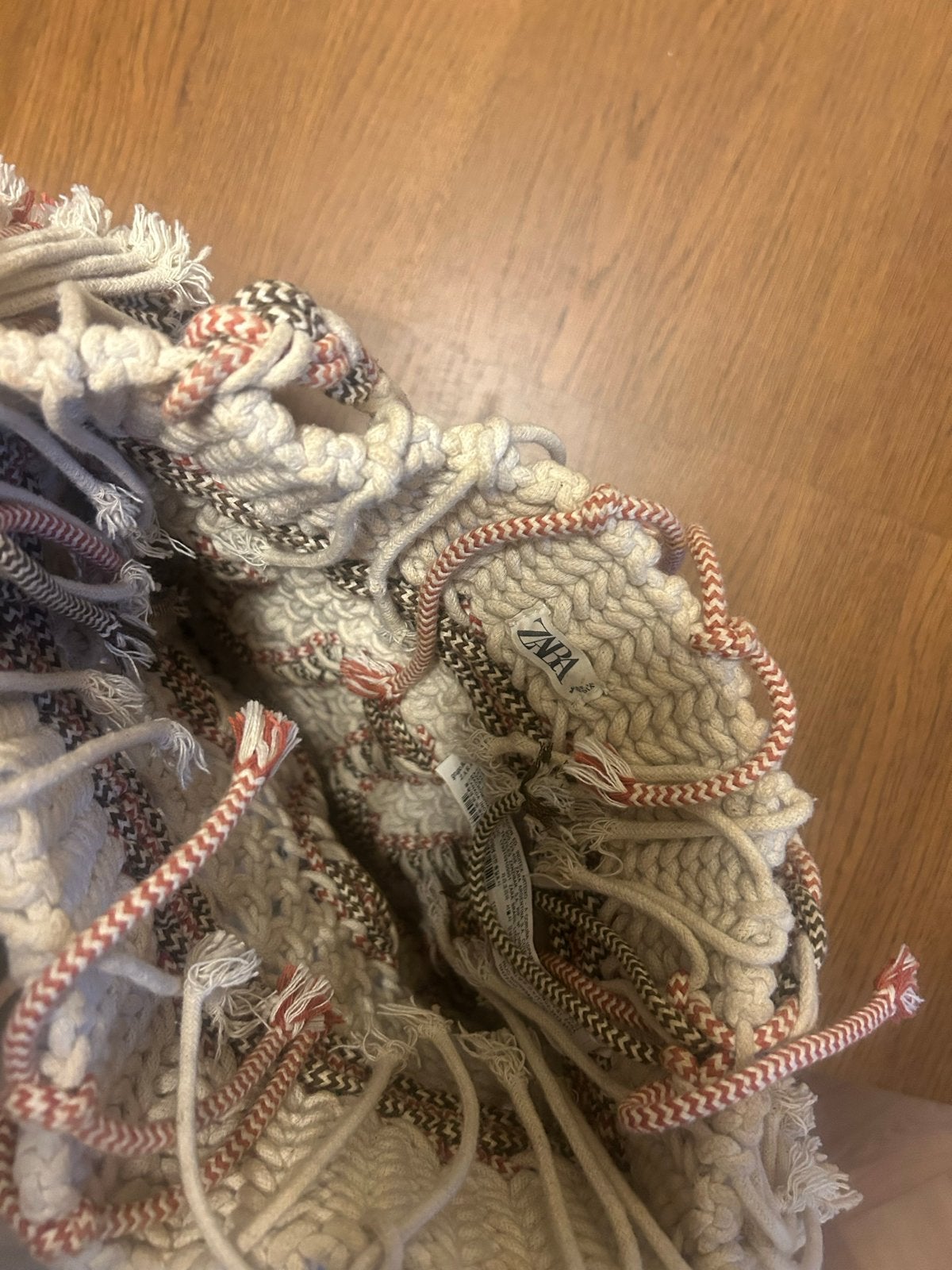 Zara gehaakte tas met franjes, Ophalen of Verzenden, Zo goed als nieuw, Beige, Handtas