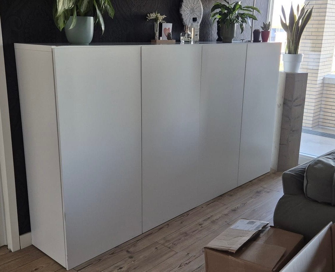 2 Witte opbergkasen met 2 deuren en planken, Ophalen, Gebruikt