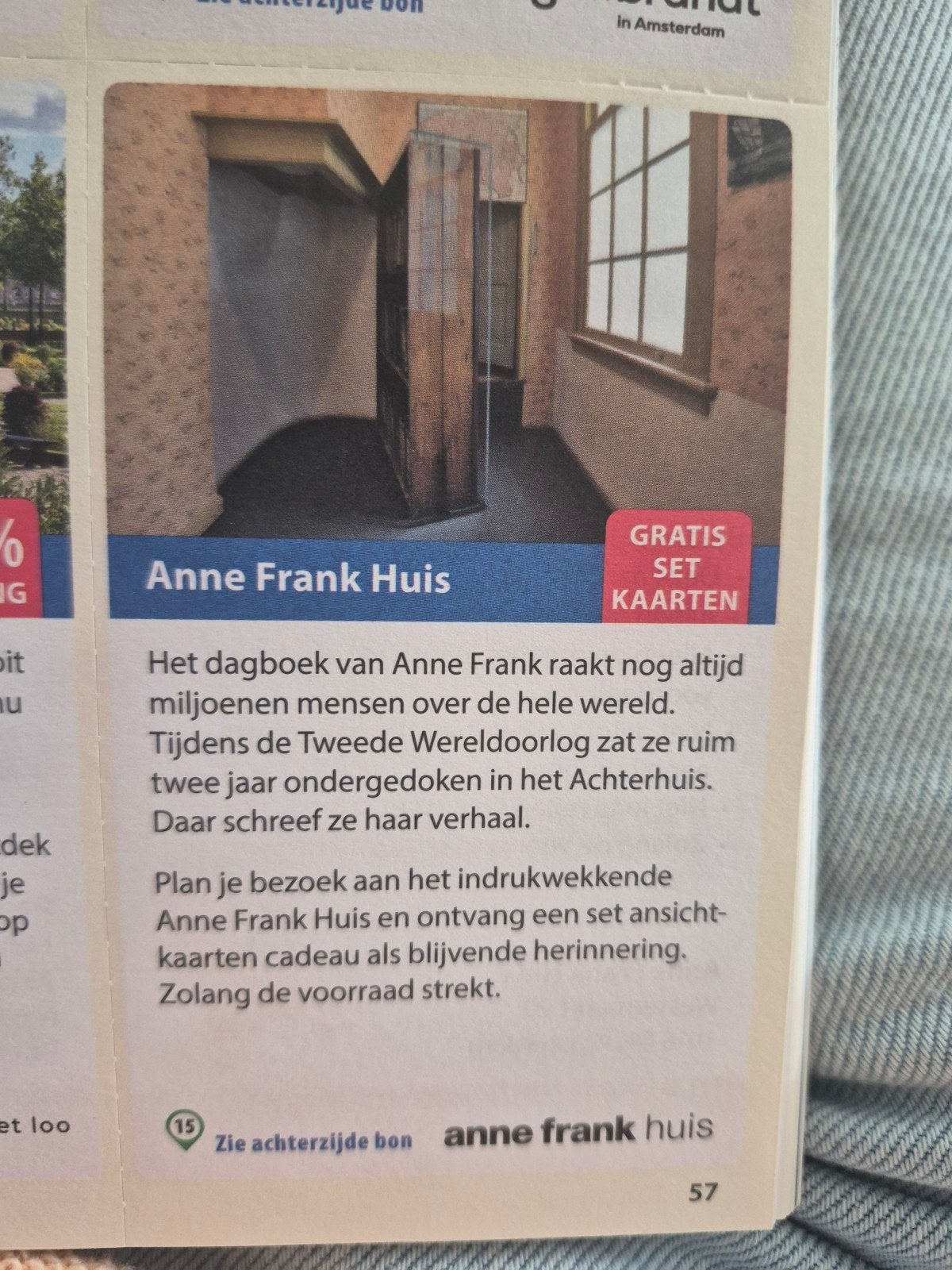 Anne Frank huis gratis set kaarten, Drie personen of meer, Kortingsbon