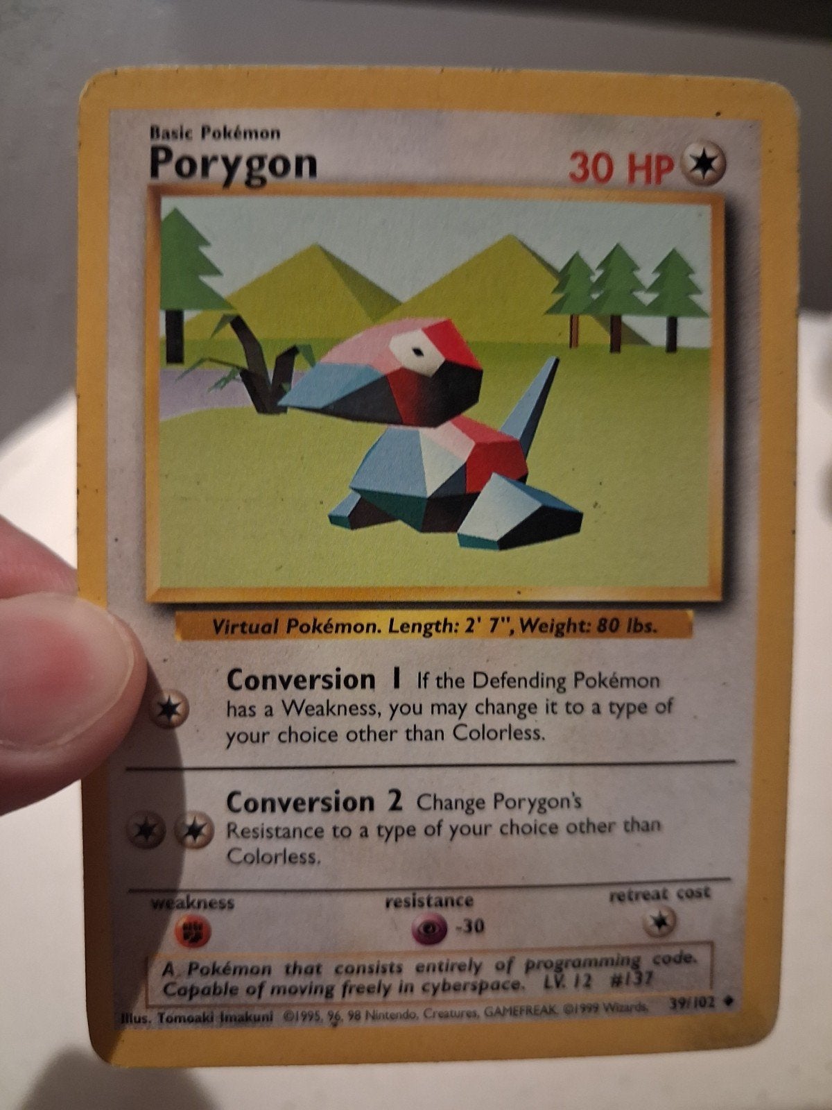Porygon Pokémon Kaart - Basis Pokémon 30 HP, Ophalen of Verzenden, Gebruikt, Losse kaart