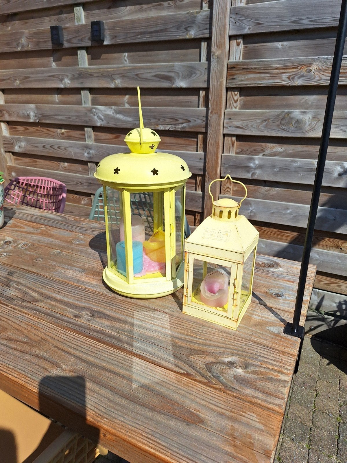 2 tuinlantaarn windlicht, Ophalen, Gebruikt, Netvoeding, 50 tot 250 watt