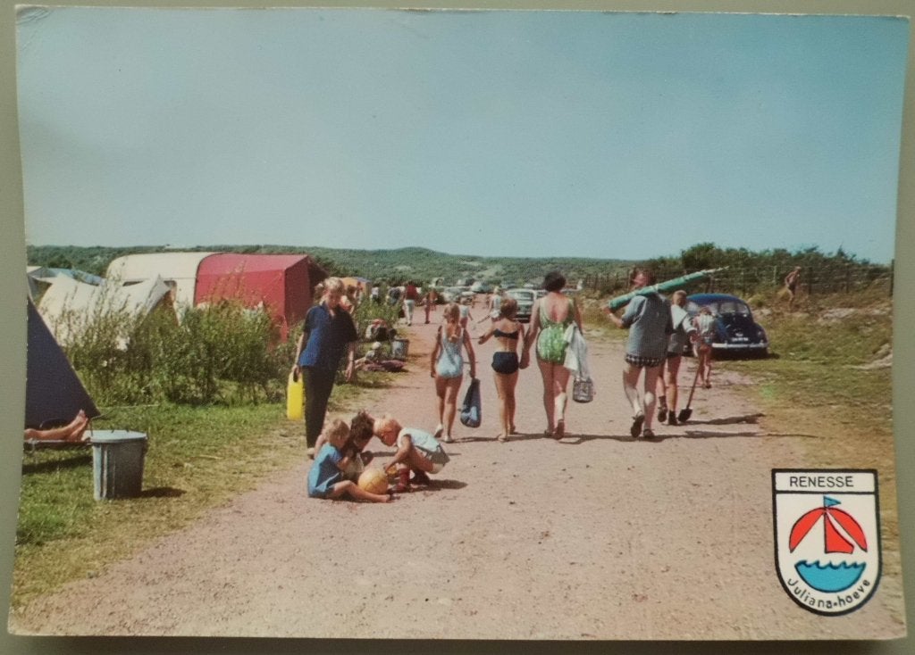 Renesse - Camping Julianahoeve - oude autos - VW - 1972, Ophalen of Verzenden, 1960 tot 1980, Gelopen, Zeeland