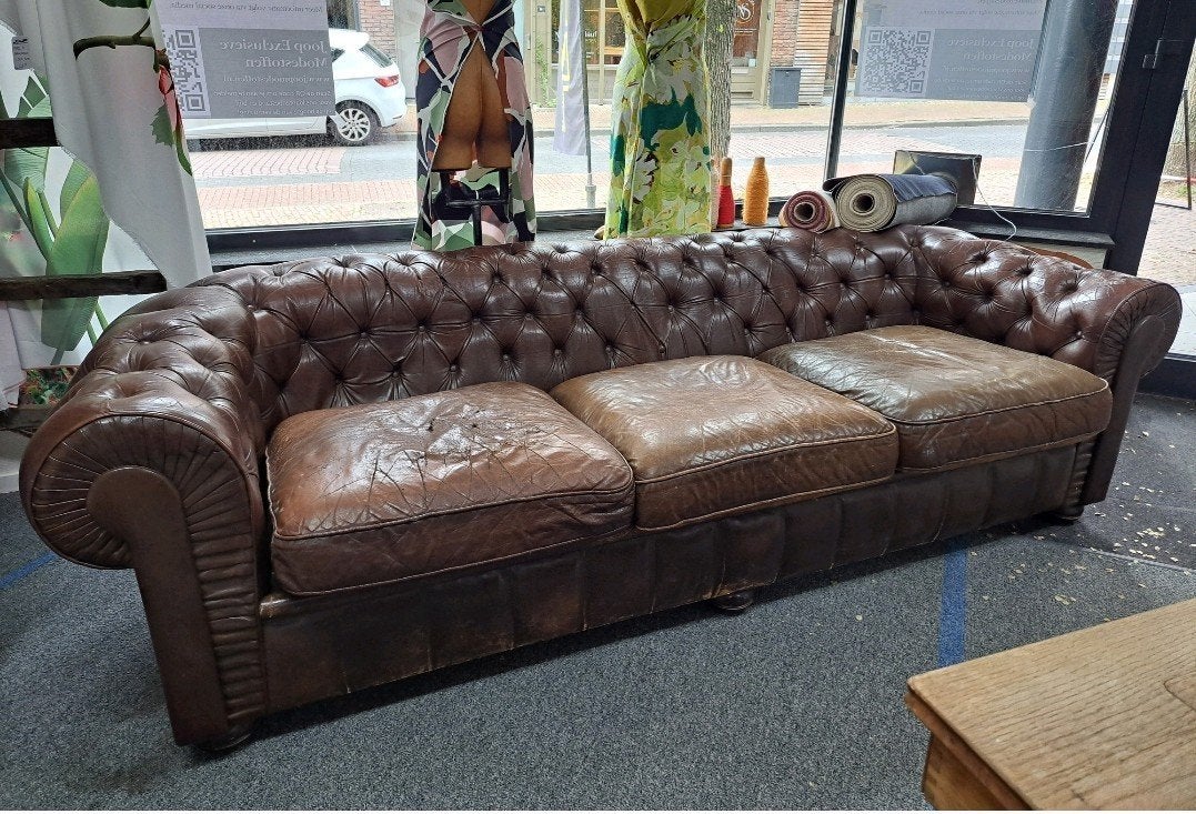 Chesterfield bank 3-zits, Huis en Inrichting, Ophalen, Gebruikt, Chesterfield, Driepersoons