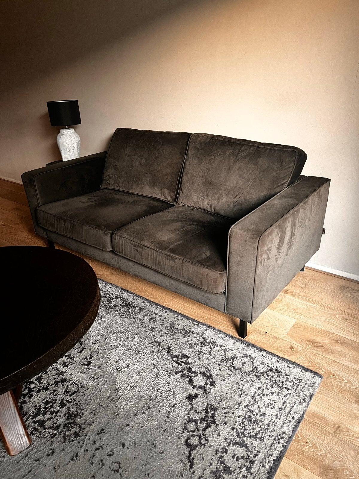Comfortabele 2-zitsbank en fauteuil in velours stof, 150 tot 200 cm, Tweepersoons, 75 tot 100 cm, Ophalen of Verzenden