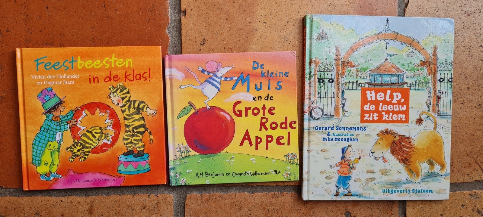 3 leuke kinderboeken: Feestbeesten, Muis & Appel, Leeuw, Gelezen, Fictie algemeen, Jongen of Meisje, Ophalen of Verzenden