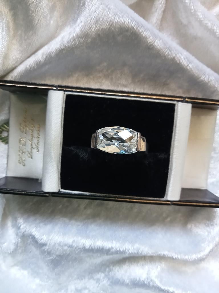 Mooie Zilveren Ring met Facet Geslepen Bergkristal, Sieraden, Tassen en Uiterlijk, Antieke sieraden, Verzenden, Zilver, Ring, Met edelsteen