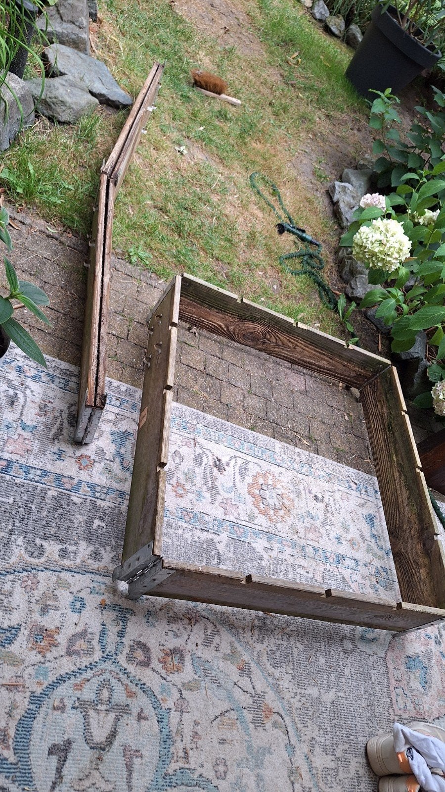 2 Houten plantenbak of moestuinbak, Tuin en Terras, Ophalen, Gebruikt, Balkon, Rechthoekig