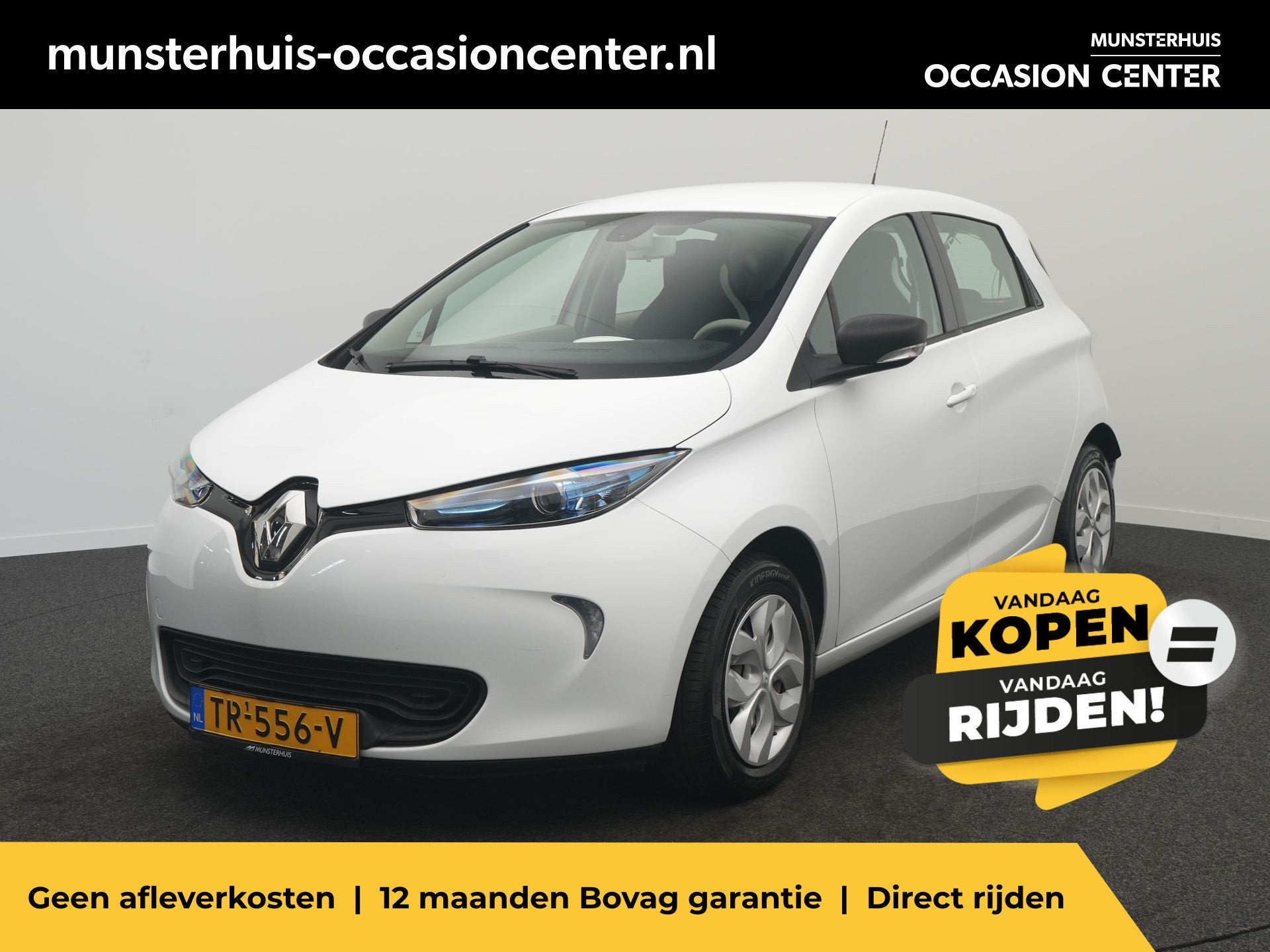 Renault ZOE R90 Life 41 kWh - Accuhuur per maand - RIJKLAARP, Auto's, 12 maanden, Stof, Gebruikt, Zwart