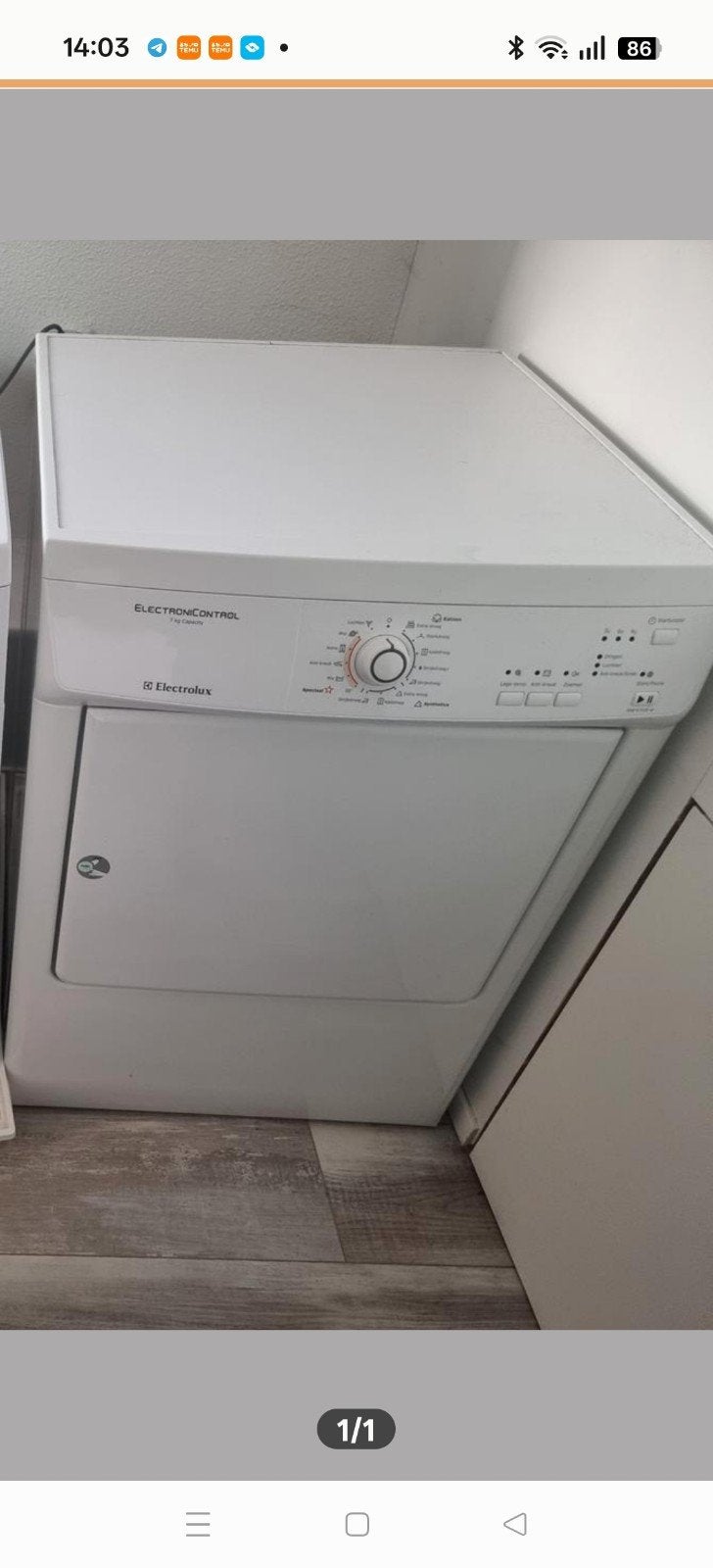 Electrolux wasdroger met afvoer, Ophalen, 6 tot 8 kg, Gebruikt, Luchtafvoer