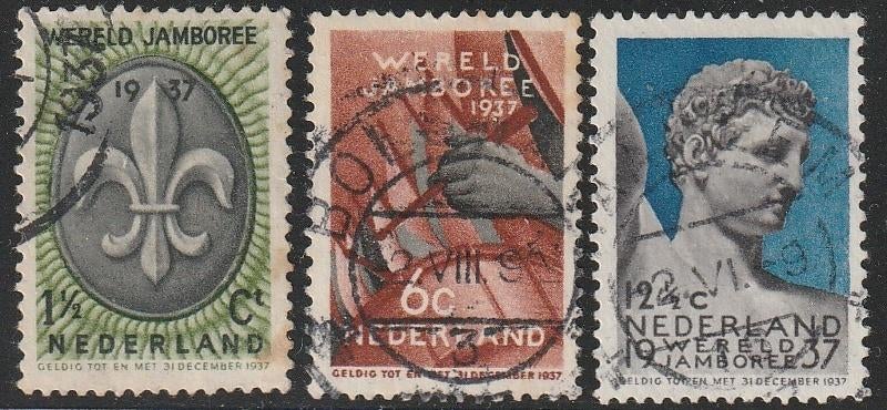 Nederland 1937 293/295 Jamboree, Gest, Postzegels en Munten, Ophalen of Verzenden, T/m 1940, Gestempeld