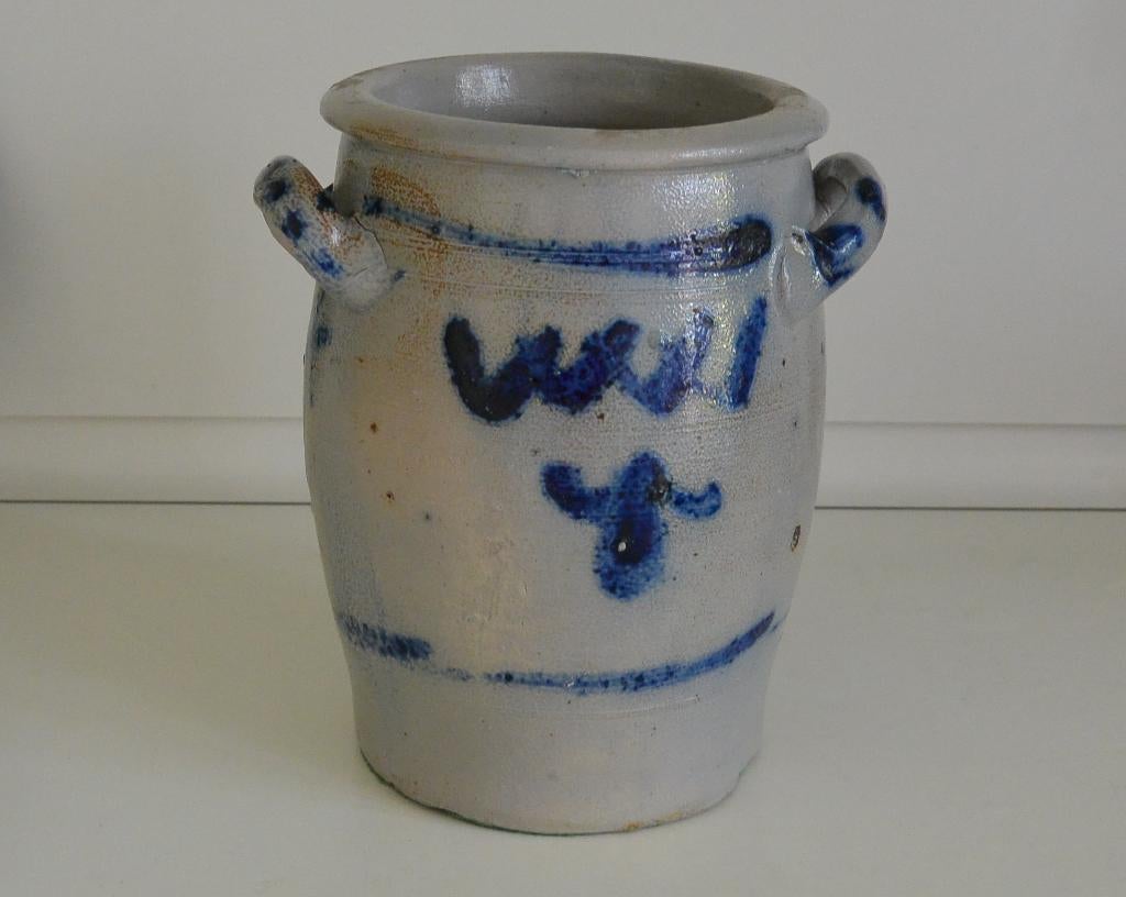oude hoge smalle Keulse pot / vaas met handvatten, Ophalen