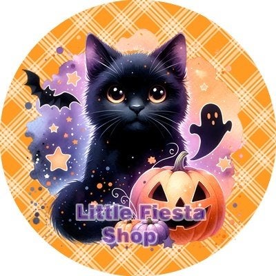 lf258 icing frosting zwarte kat 20cm eetbare taart print, Ophalen of Verzenden, Nieuw, Taarten, Versiering