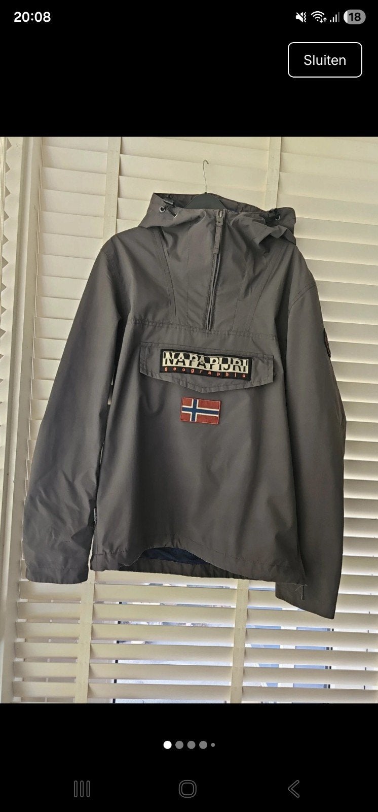 Napapijri Geographic Anorak Jas Maat S, Ophalen of Verzenden, Zo goed als nieuw, Napapijri, Grijs