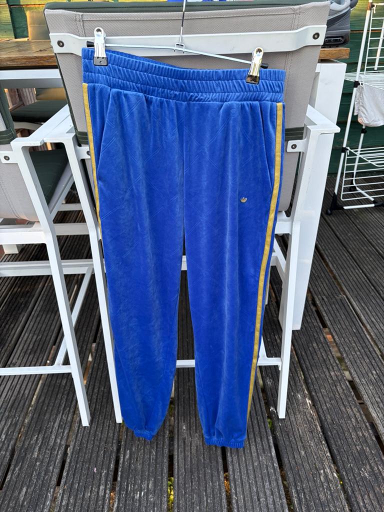 Adidas velvet / velourse jogging broek, Kleding | Dames, Sportkleding, Maat 38/40 (M), Blauw, Overige typen, Ophalen of Verzenden