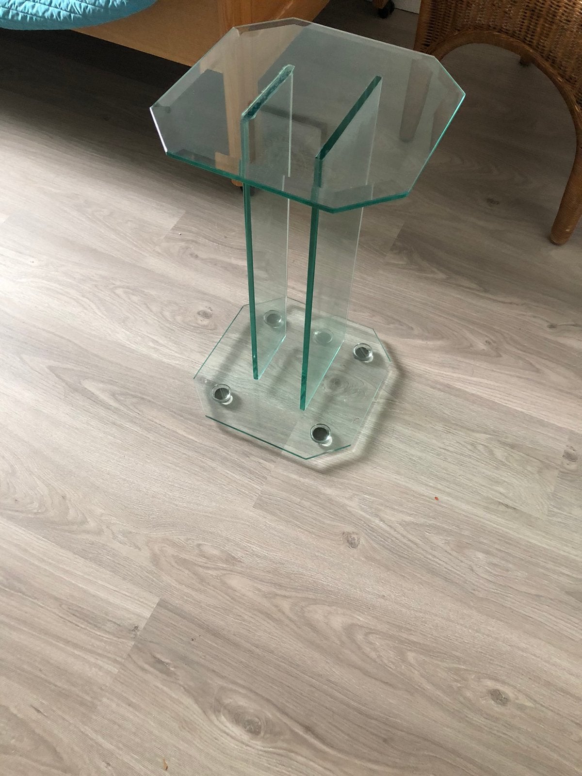 GLAZEN BIJZETTAFELTJE, Huis en Inrichting, Ophalen, Minder dan 55 cm, Vierkant, 60 cm of meer