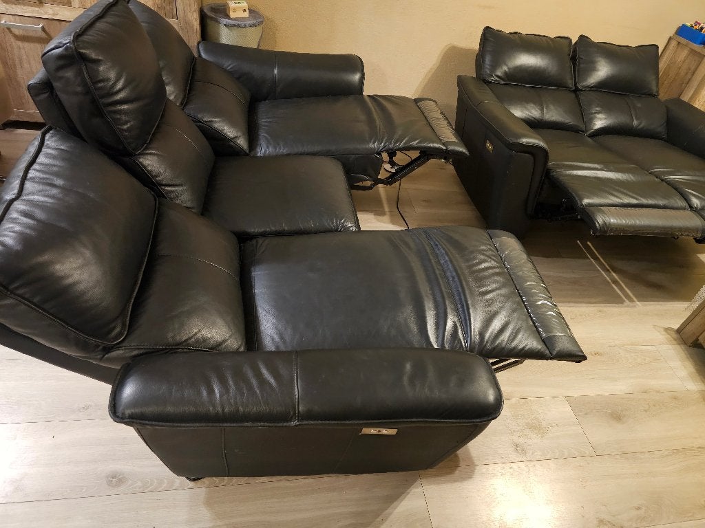 Luxe bankstel met elektrische relaxfunctie, Gebruikt, Modern, Comfort, Ophalen of Verzenden, Rechte bank