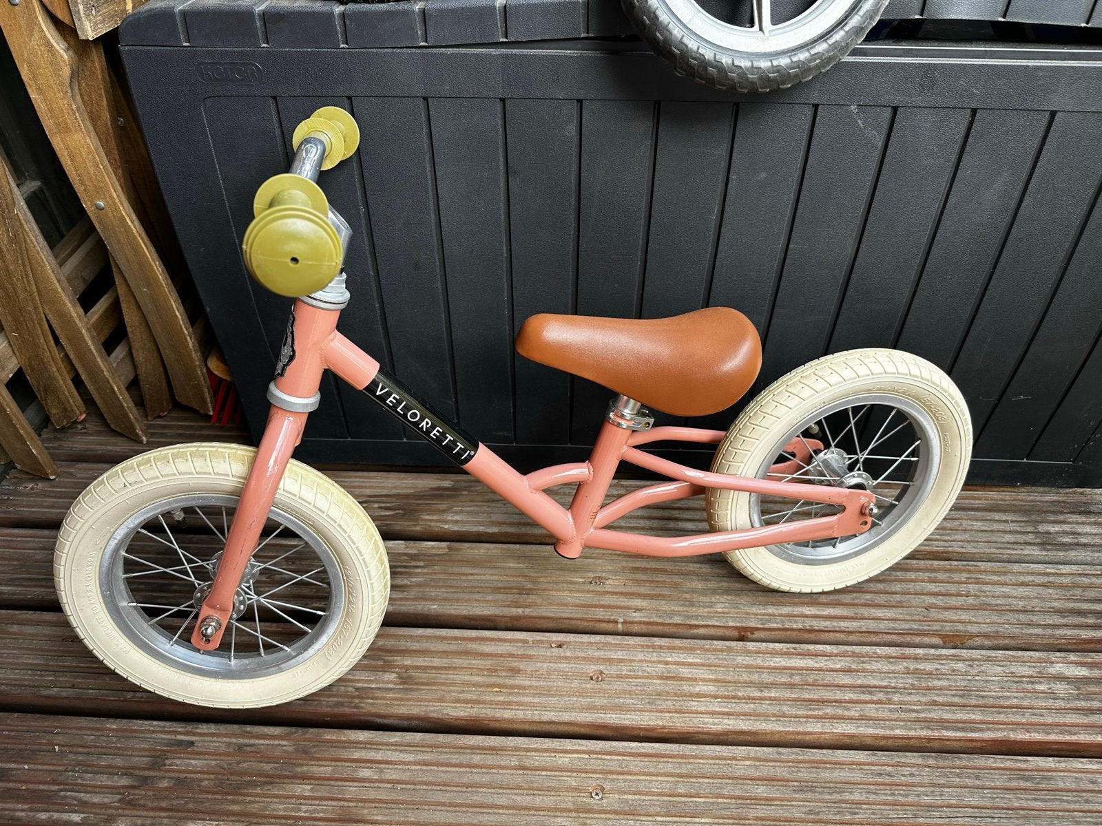 Veloretti loopfiets met 3e wiel en duwstang, Ophalen, Gebruikt, Minder dan 16 inch