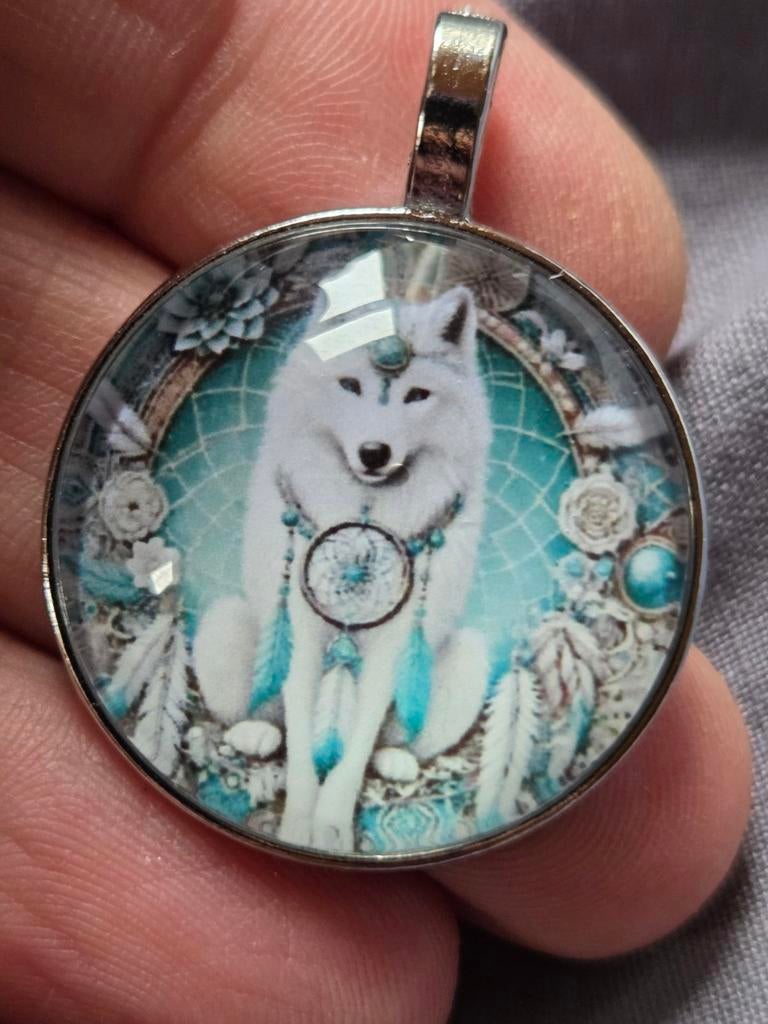 Hanger met Witte Wolf en Dromenvanger Design, Ophalen of Verzenden, Nieuw, Glas of Kristal, Dier