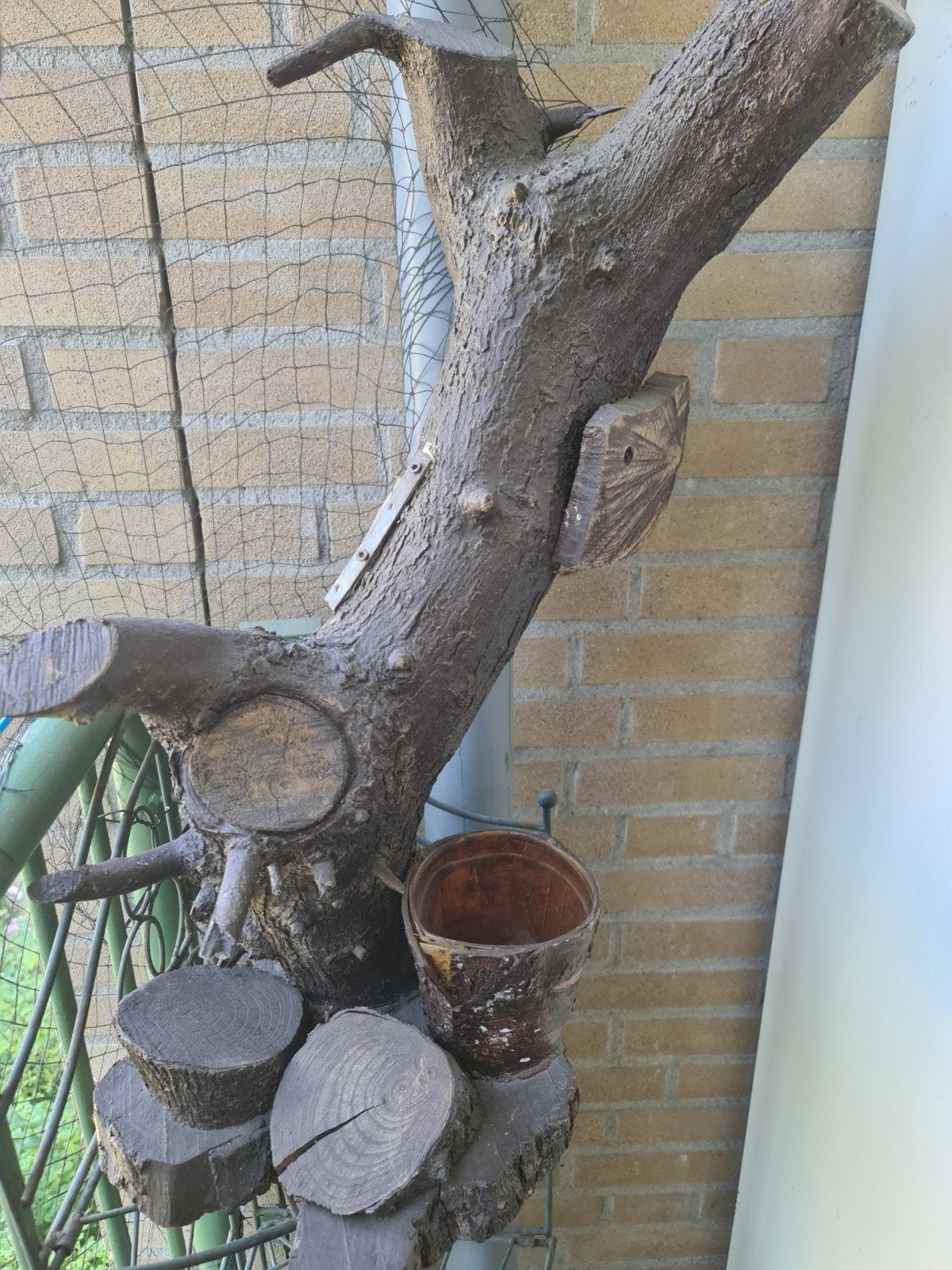 Decoratieve boomstam met plantenhouder, Hout, Gebruikt, Ophalen of Verzenden, Landelijk