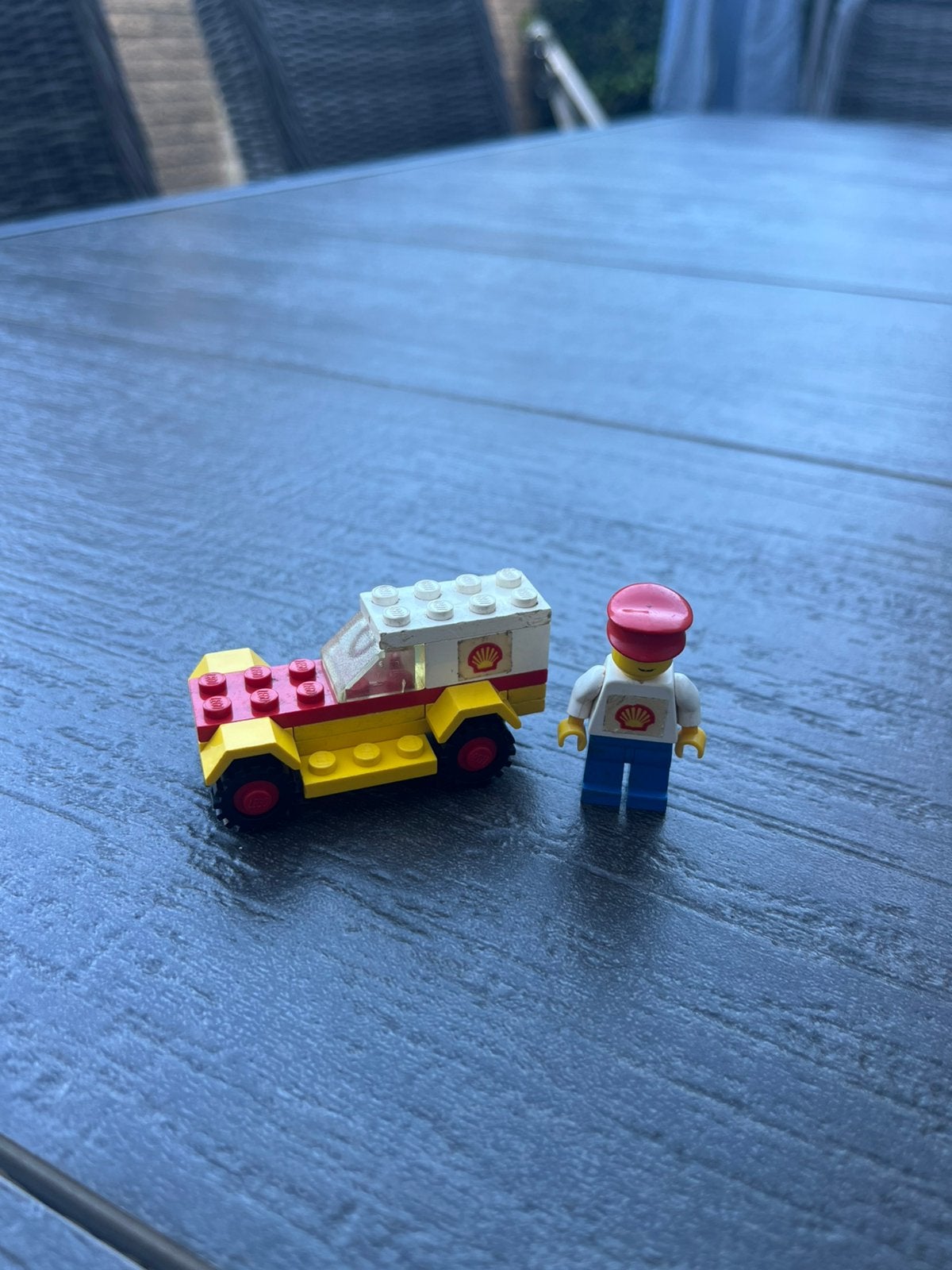 Vintage LEGO 604-1 Shell Service Car + poppetje – 1978, Gebruikt, Overige thema's, Lego, Ophalen of Verzenden