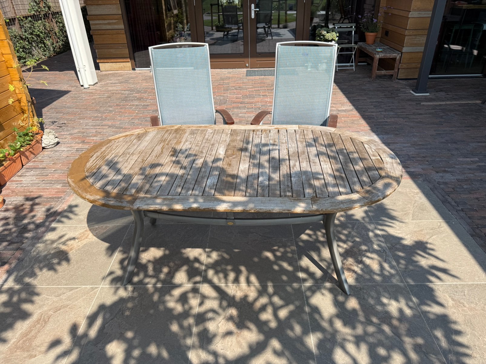 Hartman Da Vinci tuinset, tafel en 2 stoelen, Tuin en Terras, Gebruikt, Aluminium, Tuinset, Eettafel
