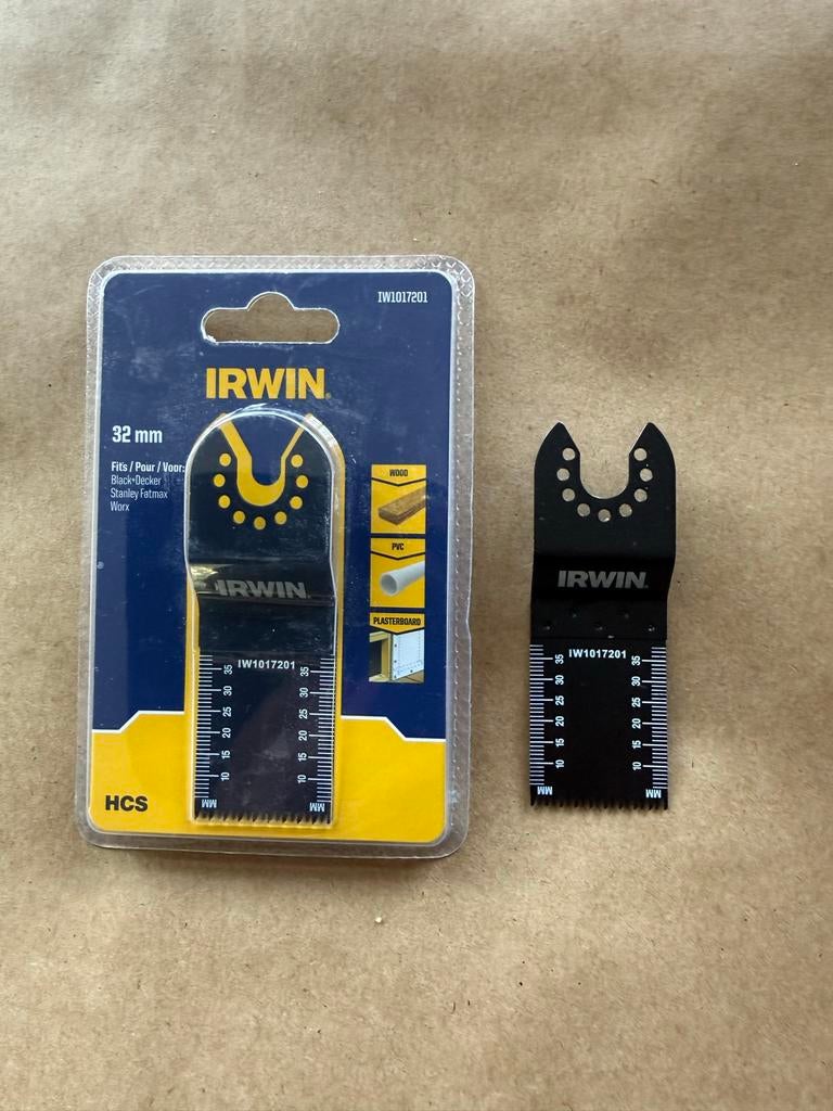 2x een IRWIN Zaagblad 32 mm HCS voor hout, PVC en gipsplaat, Overige typen, Nieuw, Ophalen of Verzenden, 30 tot 70 mm