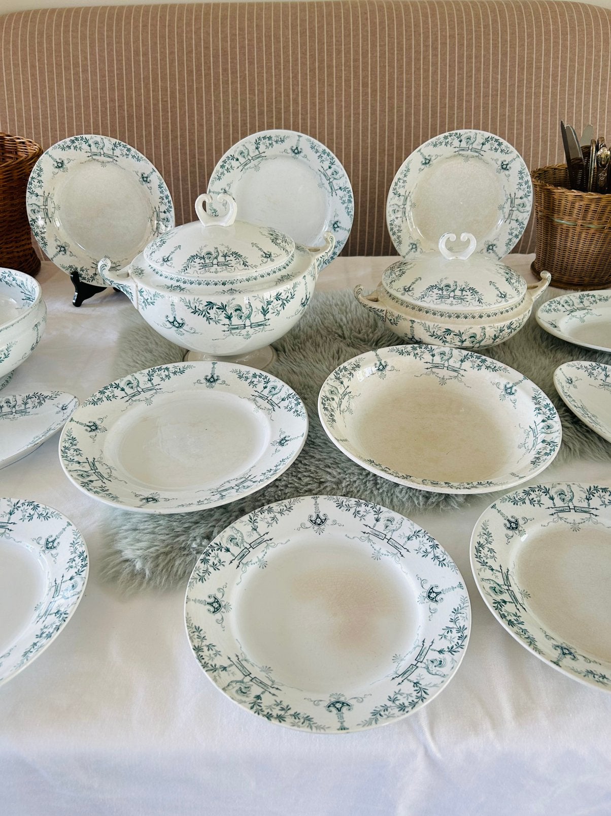 Keller&Guerrin Brienne 1821 compl antiek petrol servies, Ophalen