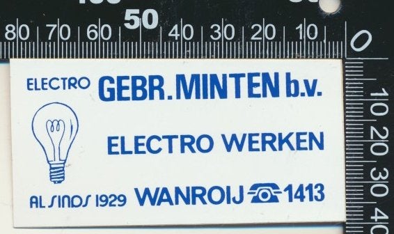 Sticker: Gebroeders Minten Electro Werken - Wanroij, Ophalen of Verzenden, Zo goed als nieuw, Bedrijf of Vereniging